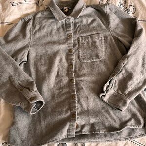 L L Bean Signature Pearl light gray flannel shirt women’s L VGUC